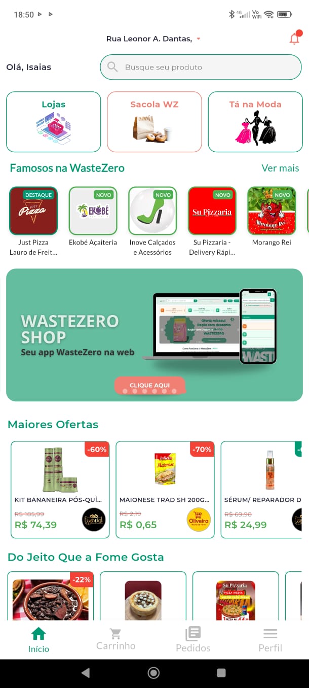Tela inicial do app WasteZero